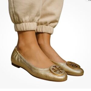 Tory Burch Metallic Gold Flats